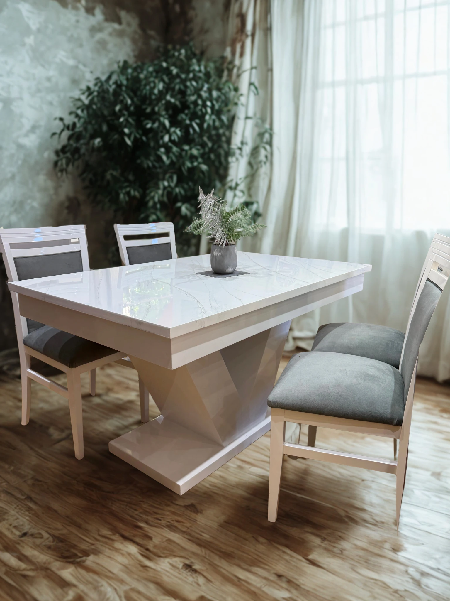 Mesa Extensible Blanco/Gris vista 1