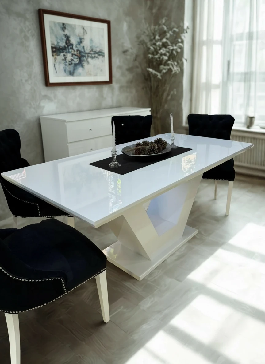 Mesa Extensible Blanco/Negro vista 1